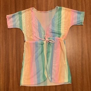 SHEIN rainbow mesh swim cover top